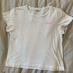 Re/Done White Pink Logo Classic Tee T-Shirt Small